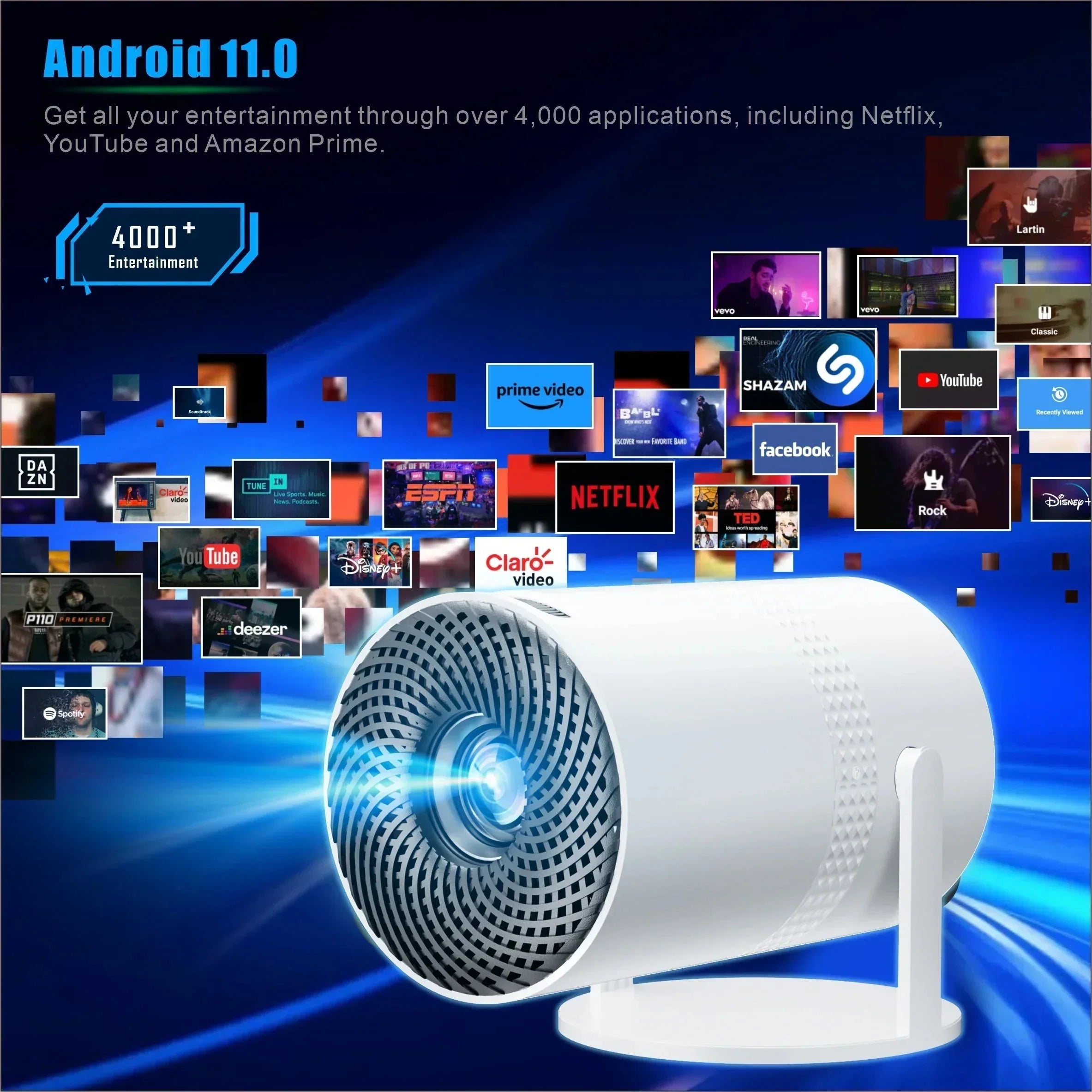 Salange P300 Mini Portable Projector - 4K 8K Video Decoding, 720P HD, Android 11, Wi - Fi, BT 5.1 - Cozy Home Life