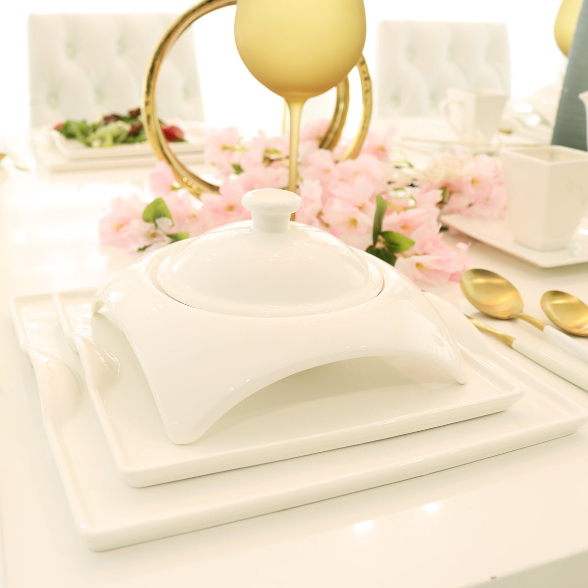 Square Porcelain Dinnerware Set - Cozy Home Life