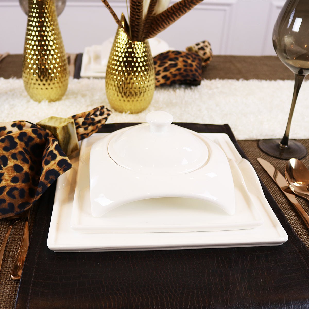 Square Porcelain Dinnerware Set - Cozy Home Life