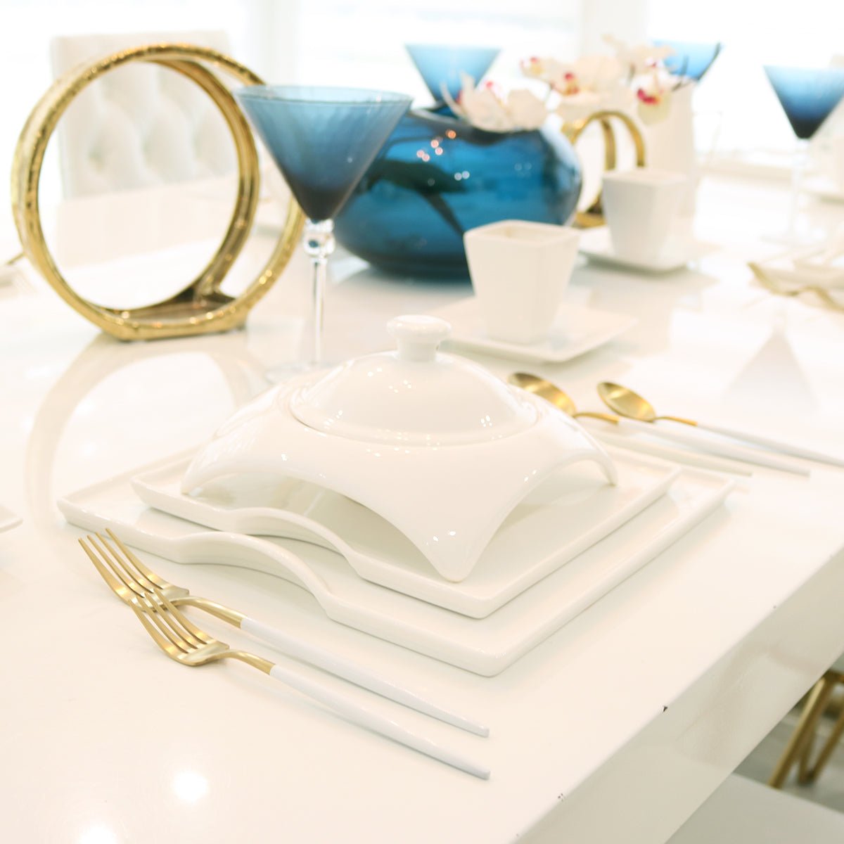 Square Porcelain Dinnerware Set - Cozy Home Life