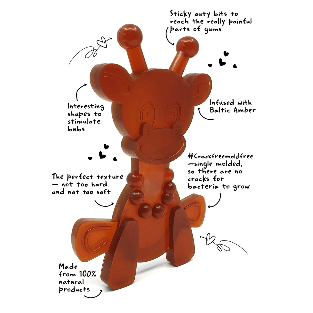 The Little Bamber - Natural Rubber & Baltic Amber Teething Toy - Cozy Home Life