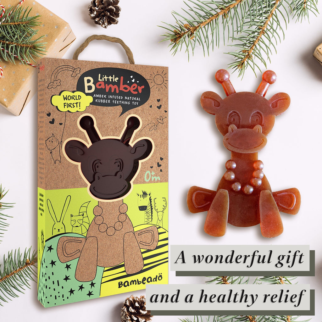 The Little Bamber - Natural Rubber & Baltic Amber Teething Toy - Cozy Home Life