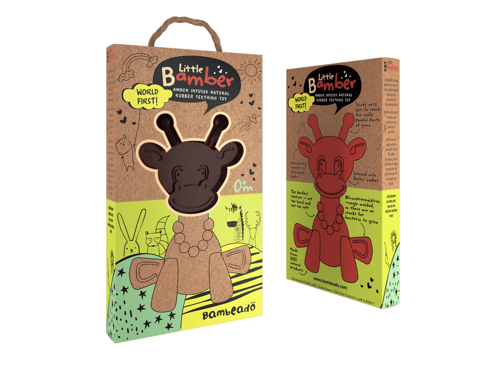 The Little Bamber - Natural Rubber & Baltic Amber Teething Toy - Cozy Home Life