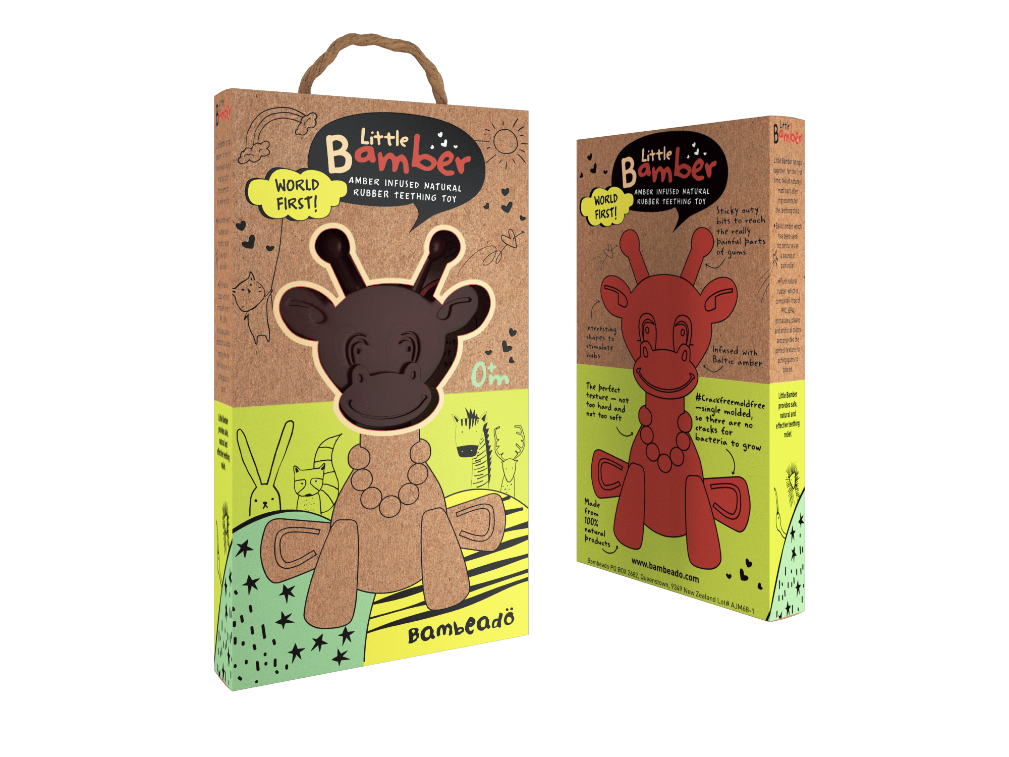 The Little Bamber - Natural Rubber & Baltic Amber Teething Toy - Cozy Home Life