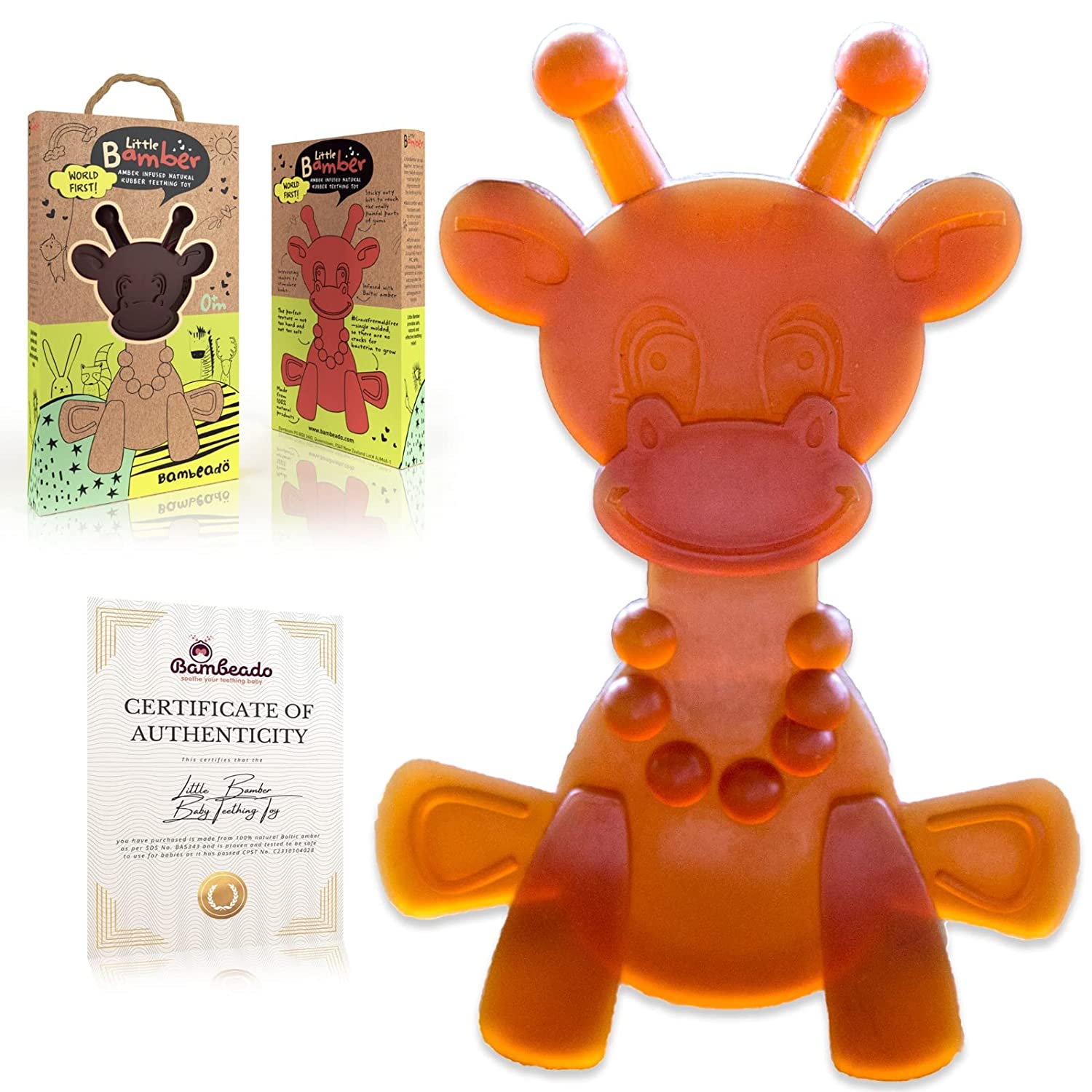 The Little Bamber - Natural Rubber & Baltic Amber Teething Toy - Cozy Home Life