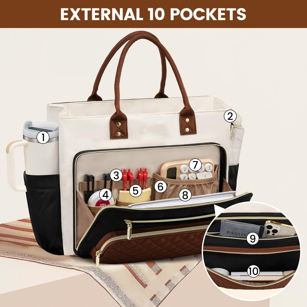 Womens Travel Work Bag With A Large Cup Holder - Cozy Home Life