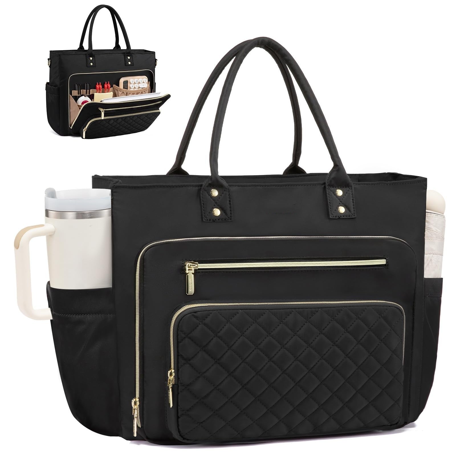 Womens Travel Work Bag With A Large Cup Holder - Cozy Home Life